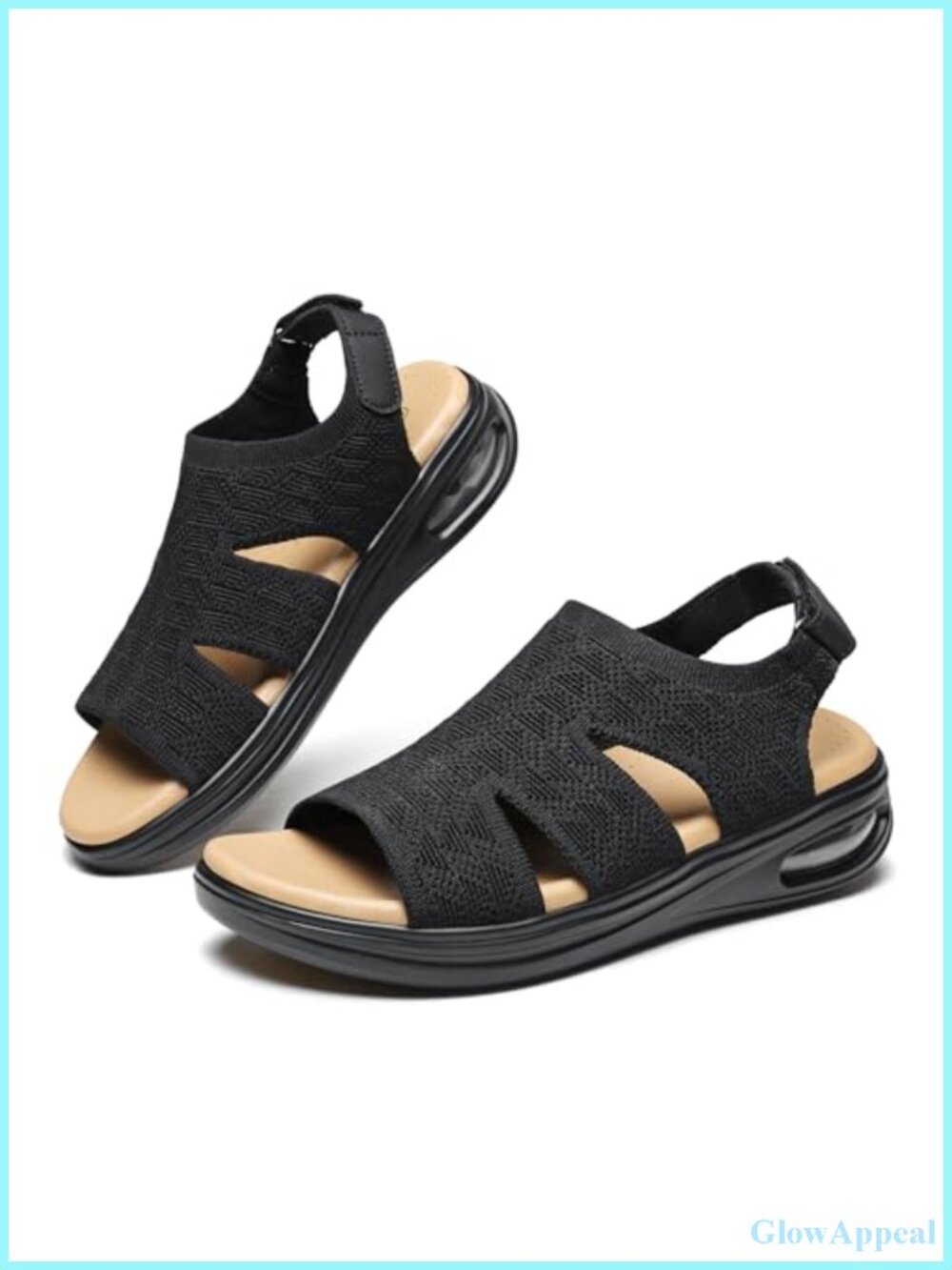 Womens Walking Sandals with Arch Support Air Cushion Non-Slip Breathable Knit